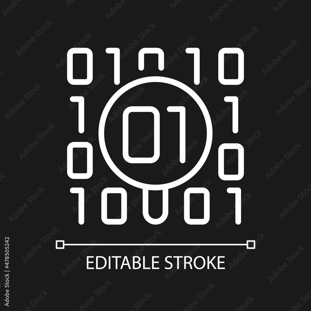 Dataset checkup white linear pixel perfect icon for dark theme. Thin line customizable illustration. Isolated vector contour symbol for night mode. Editable stroke. Arial font used Dataset checkup white linear pixel perfect icon for dark theme. Thin line customizable illustration. Isolated vector contour symbol for night mode. Editable stroke. Arial font used