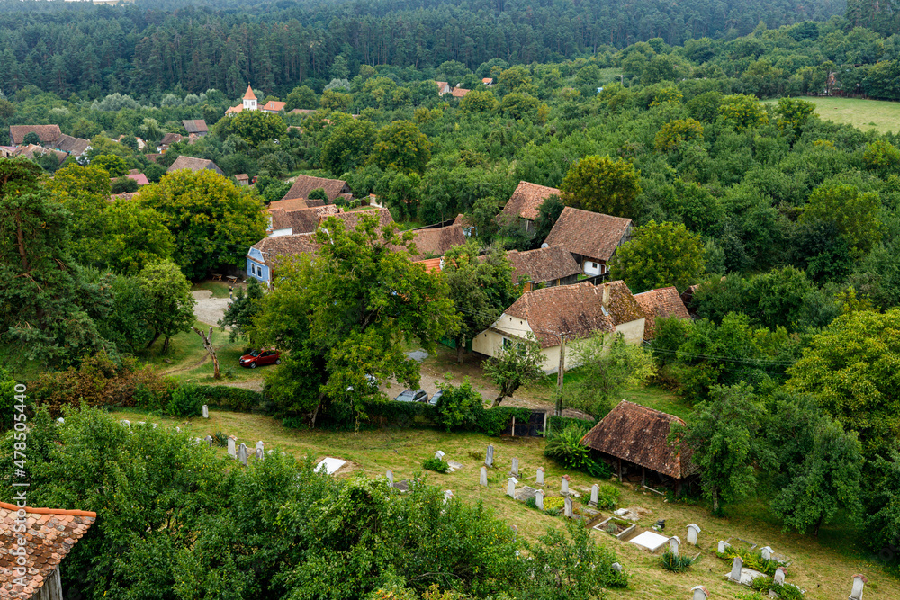 The village farm houses of Viscri in Romania	
