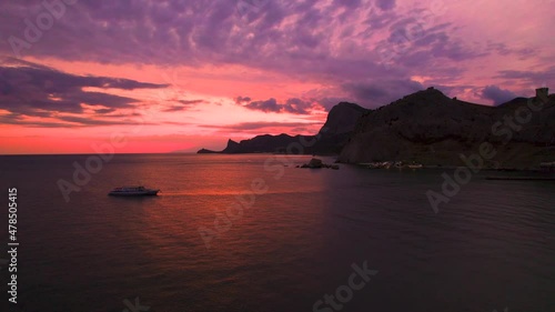 Crimea_Sudak - beach_sunset_boat_02