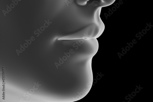 3d rendered illustration of an abstrac blue female mouth