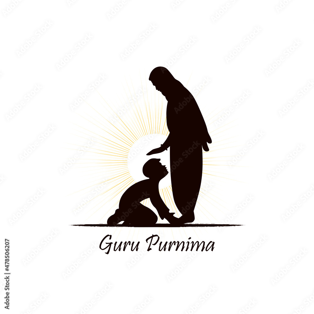 vector illustration of Guru purnima. - obrazy, fototapety, plakaty 