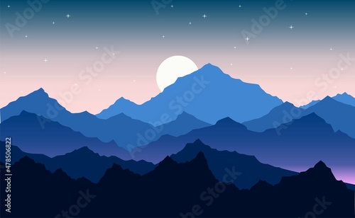 mountains in the night