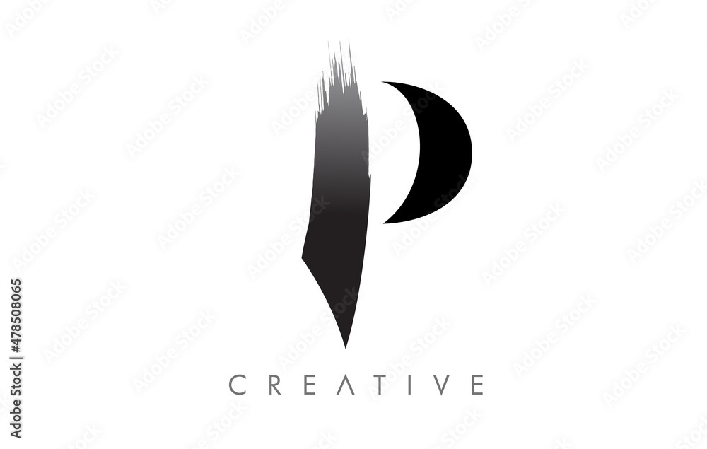 Artistic P Brush Stroke Letter Design Logo Icon Vector. Elegant Minimalist Brush Letter Identity Artistic P Brush Stroke Letter Design Logo Icon Vector. Elegant Minimalist Brush Letter Identity