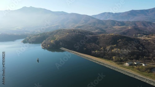 Aerial view of Srechenska Bara Reservoir, Montana Region, Bulgaria photo