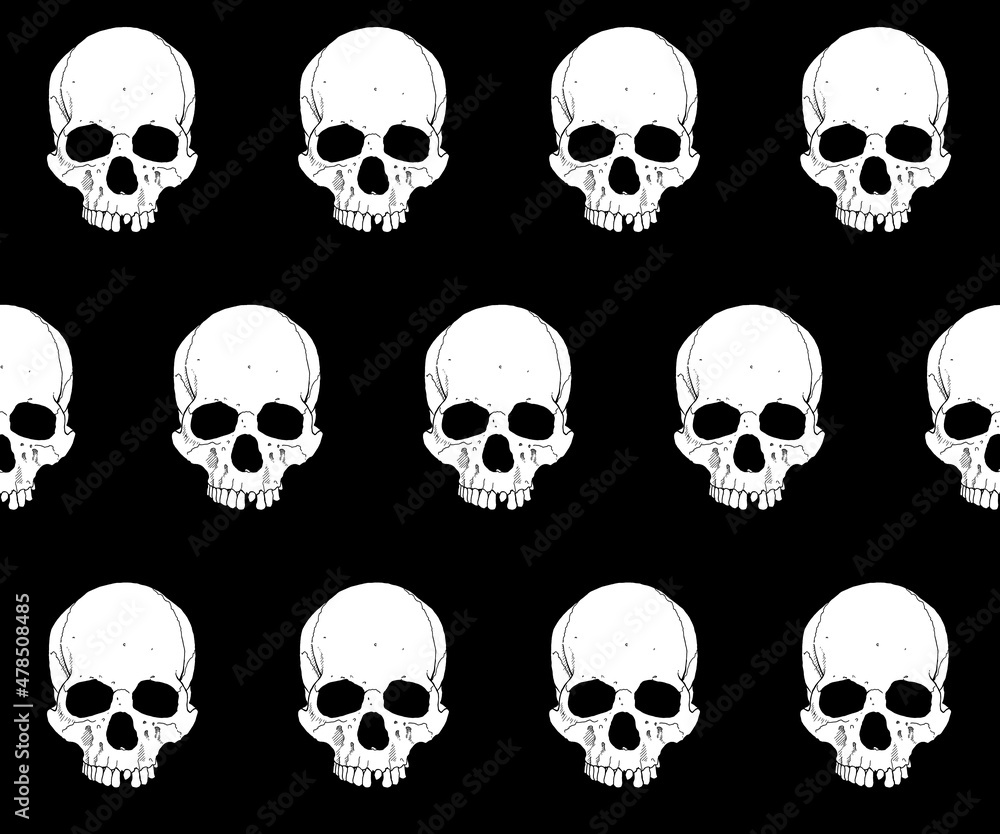 skull design - seamless vector repeat pattern, use it for wrappings, fabric, packaging and other print and design projects