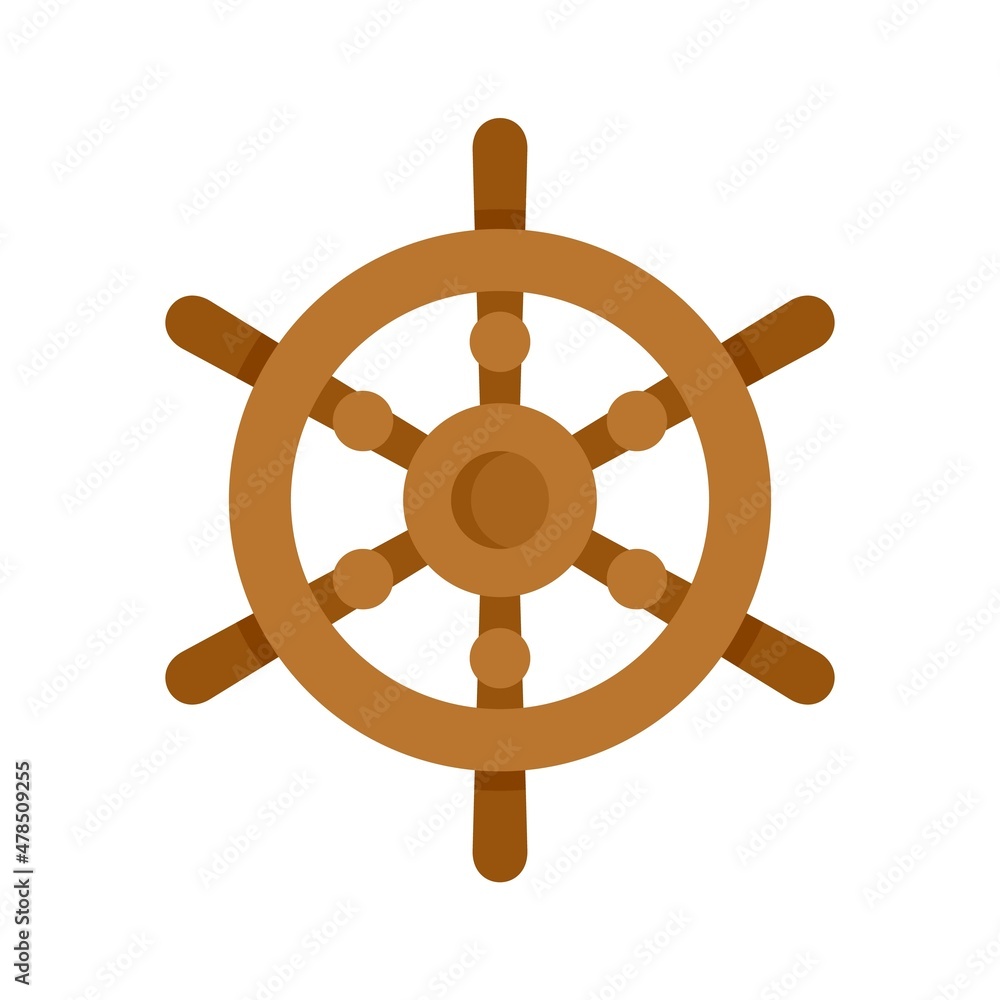 Obraz premium Cruise ship wheel icon flat isolated vector