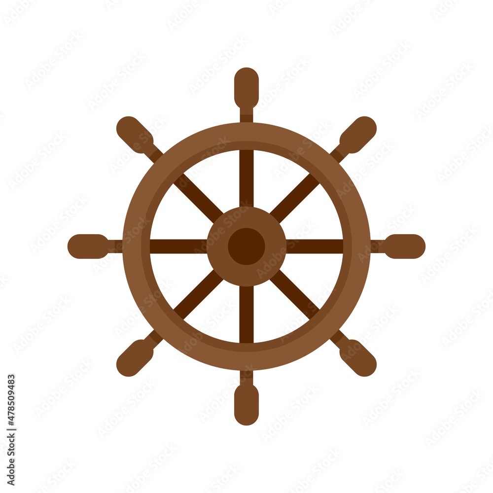 Sea ship wheel icon flat isolated vector