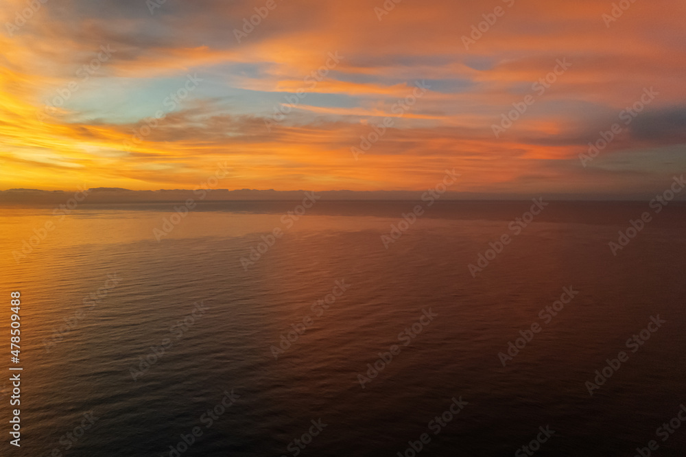 Picturesque nature background vibrant sunrise over the Sea. Spain