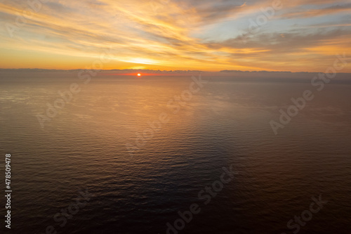 Picturesque nature background bright sunrise over the Sea. Spain