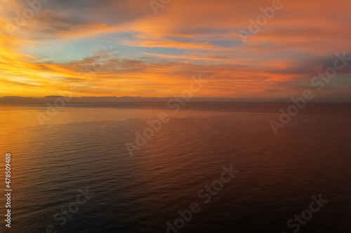 Picturesque nature background vibrant sunrise over the Sea. Spain © Alex Tihonov