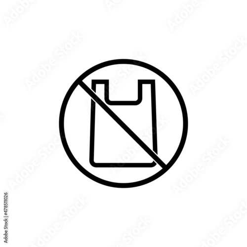 No plastic bag forbidden sign.Say no to plastic bags poster. Disposable cellophane and polythene package prohibition sign. Pollution problem concept. Vector illustration. EPS 10