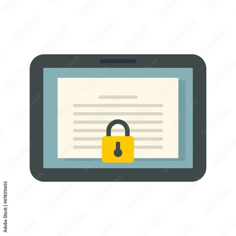 Tablet personal information icon flat isolated vector Tablet personal information icon flat isolated vector