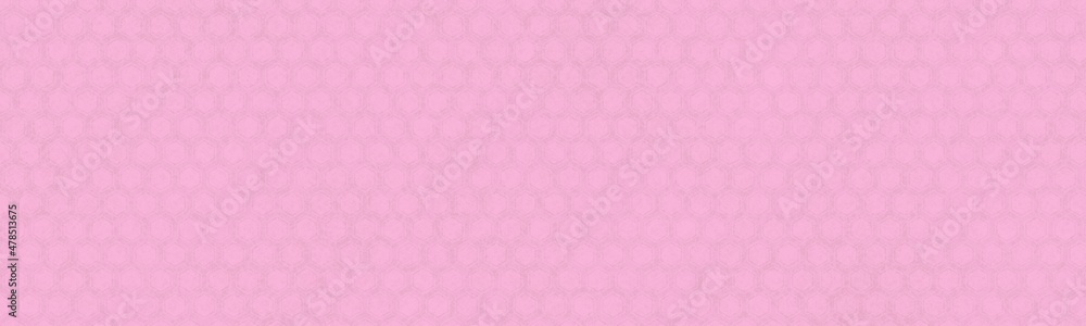 桜色の亀甲模様の和紙、和柄バナー背景素材	