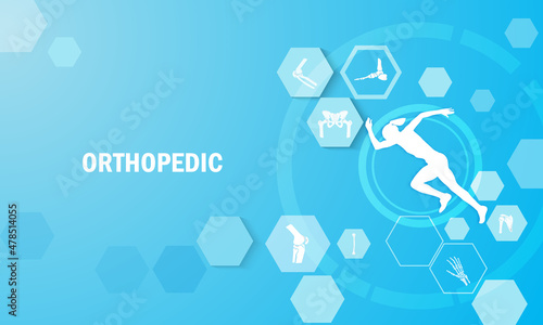 Orthopedics with shadow painting of athletes and bone injuries.s