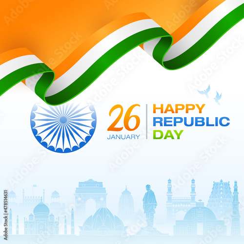 Indian flag concept Republic Day trio colors Freedom background 