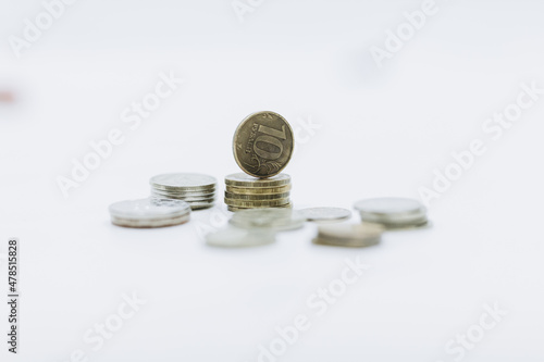 coins on a white background