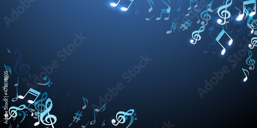 Music notes flying vector wallpaper. Audio