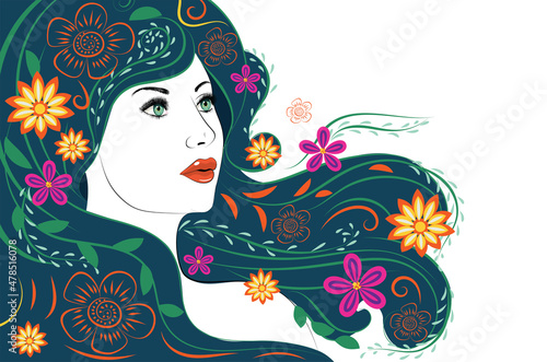 Girl with floral hair