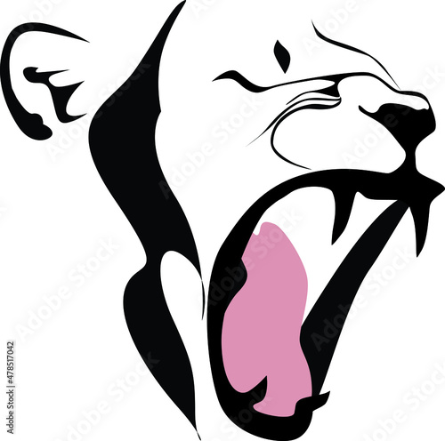 Lion Roaring Hand Drawing Vector Design Icon

