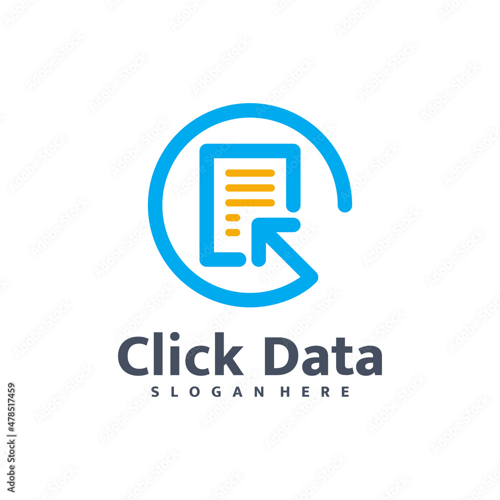 Document click data with circle line logo design template vector Stock ...