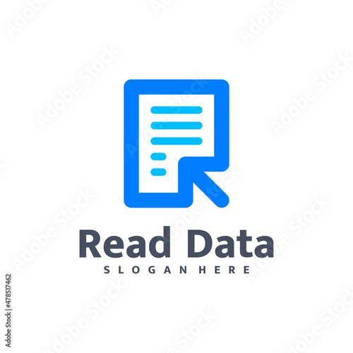 Document data reader letter R logo design template vector