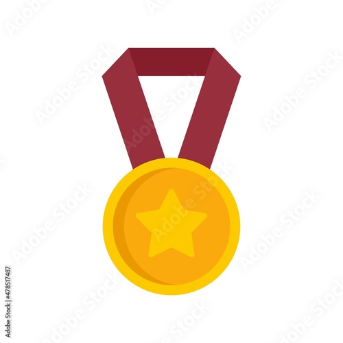 Attestation medal icon flat isolated vector