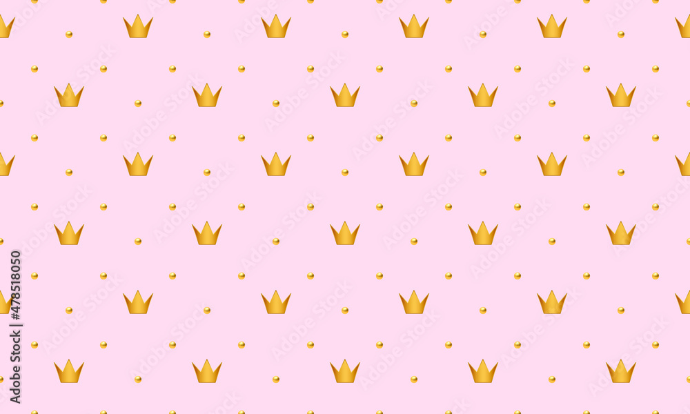Pink luxury background with golden crowns and chains. Vector illustration. Pink luxury background with golden crowns and chains. Vector illustration.