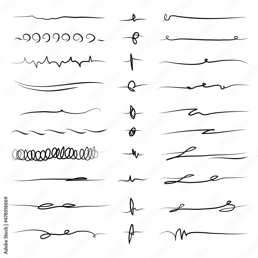 Set of artistic pen brushes. doodle underlines. Black marker and grunge brush stroke lines. vector illustration Set of artistic pen brushes. doodle underlines. Black marker and grunge brush stroke lines. vector illustration