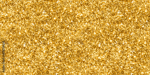 Gold glitter sparks. Shiny confetti and glowing lights. Vector illustration.