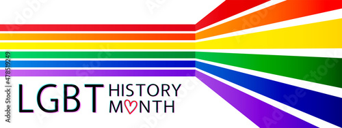 LGBT History Month modern vector concept. Freedom rainbow flag and text isolated on white. 