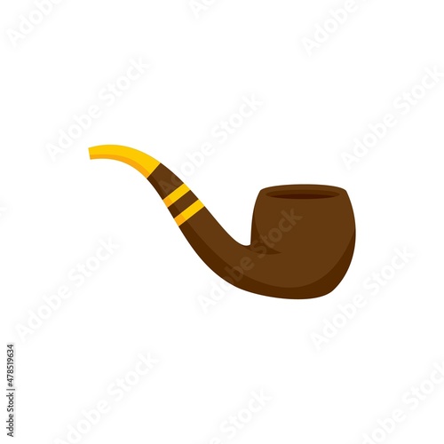 Smoking pipe icon flat isolated vector
