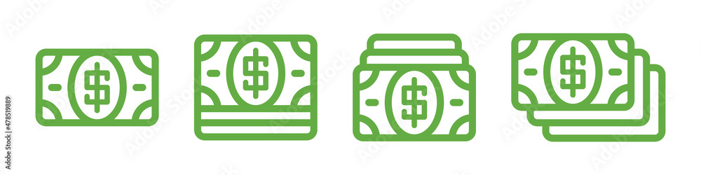 Obraz premium Dollar bills stack in green design. Vector illustration