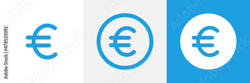Euro currency sign vector icon. Eur coin icon set.