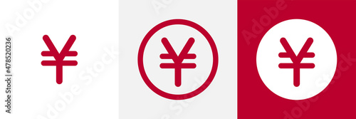 Yen symbol icon set. JPY sign vector illustration. Japanese yen icon.