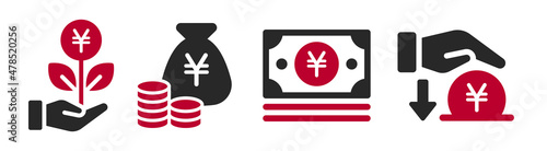 Yen currency icon set. Yen money investment icon. Financial concept