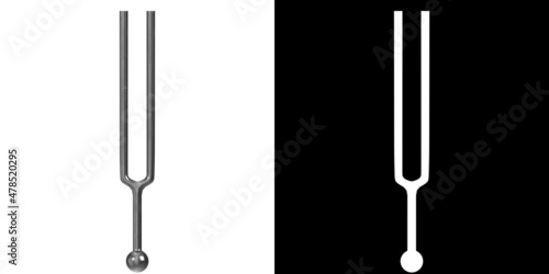 Tableau sur Toile 3D rendering illustration of a diapason tuning fork