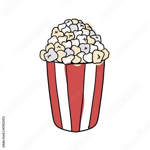 Popcorn cup vector colored doodle design ping background
