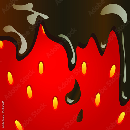 Photo realistic Valentine day pattern with chocolate covered strawberry square shape 