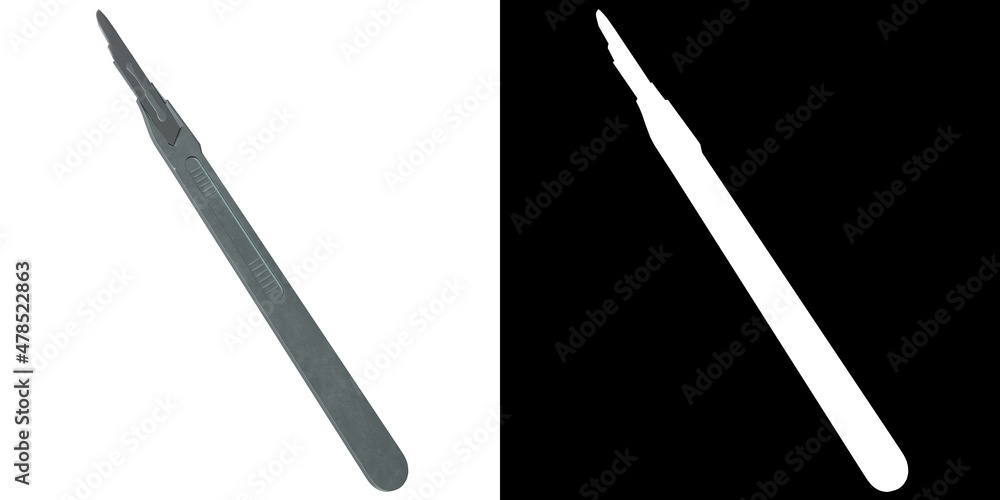 3D rendering illustration of a disposable scalpel 3D rendering illustration of a disposable scalpel