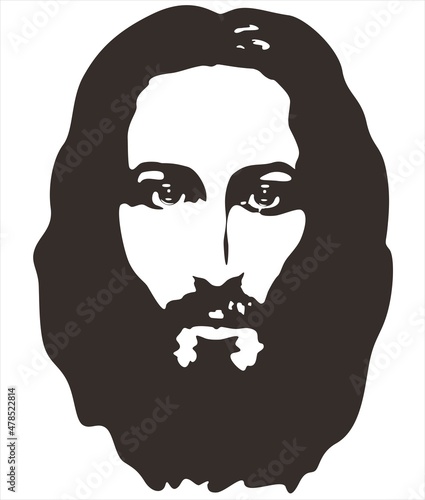 Black and white vector image Jesus from shroud