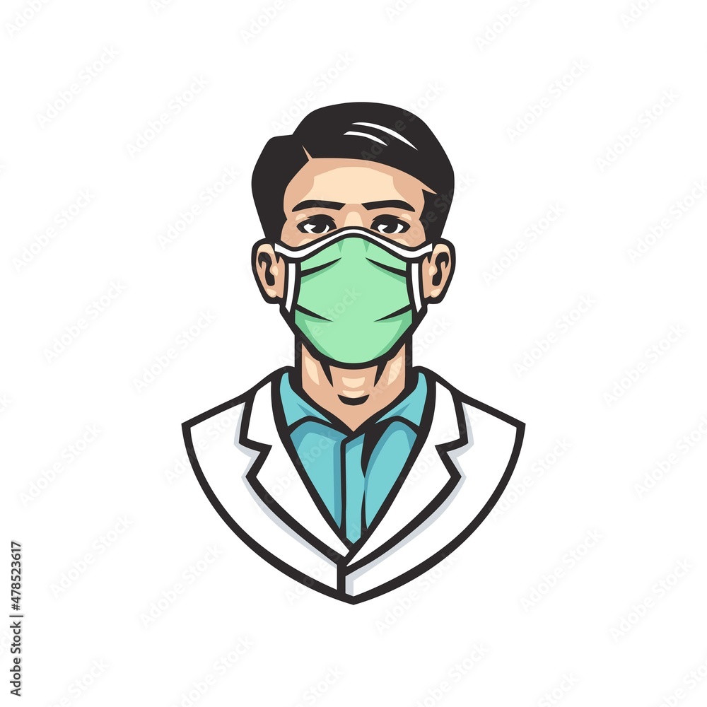 Optimistic male doctor vector illustration. Nursing medical profession avatar template. Optimistic male doctor vector illustration. Nursing medical profession avatar template.