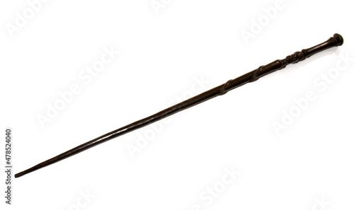 African wooden walking stick isolated on white Background.