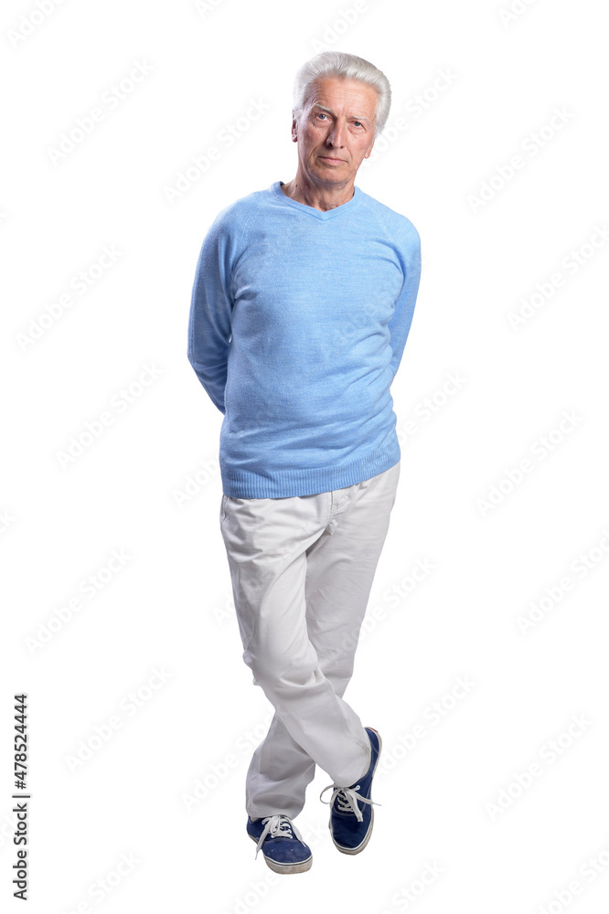 happy senior man posing on white background happy senior man posing on white background