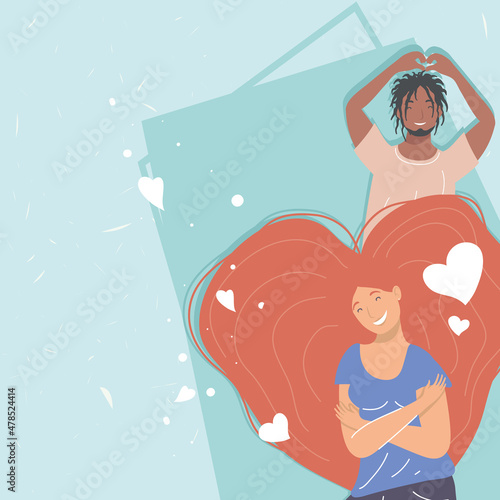 interracial couple with hearts