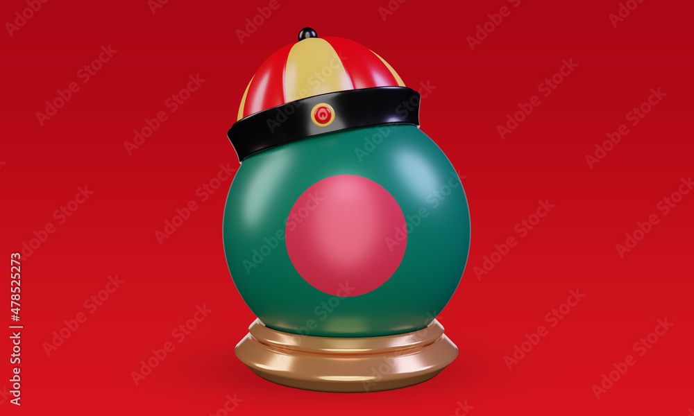 3d chinese newyear Bangladesh flag rendering front view