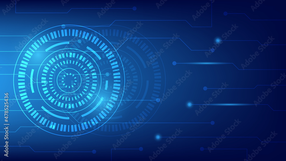 abstract futuristic technology background. virtual Hi-tech circle HUD screen with digital circuit board