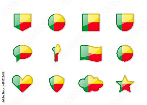 Free Download Benin - set of shiny flags of different shapes. - GFXLoad