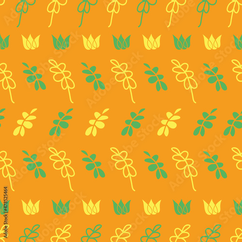 Vector orange lotus leaves seamless pattern background. Perfect for fabric  scrapbooking  stationery and more.