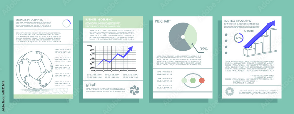 Obraz premium Cards for business data visualization