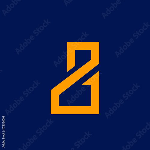 Letter Z logo.Typographic icon.Lettering sign isolated on dark blue background.Alphabet initial.Modern design, geometric, web, tech, corporate style. Uppercase character. Yellow color.